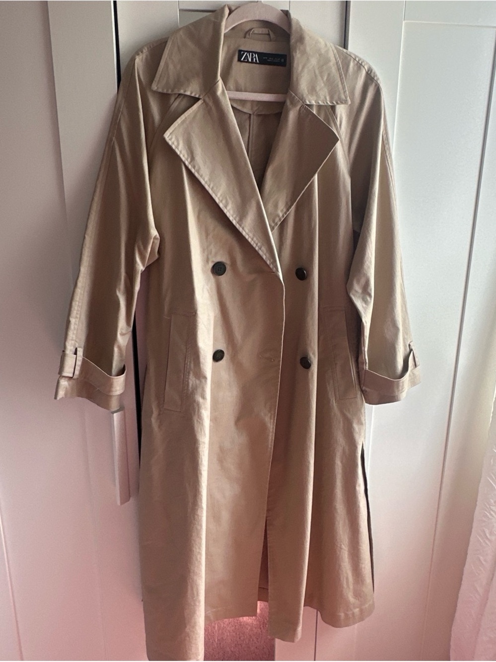 Zara long tan trench coat size small